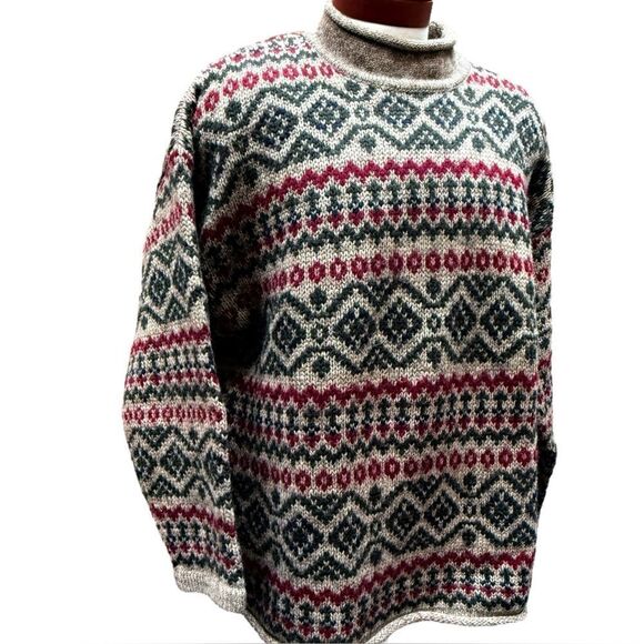 Vintage Abercrombie & Fitch The Big Sweater Fair Isle Pullover Multicolor Large - Picture 14 of 15